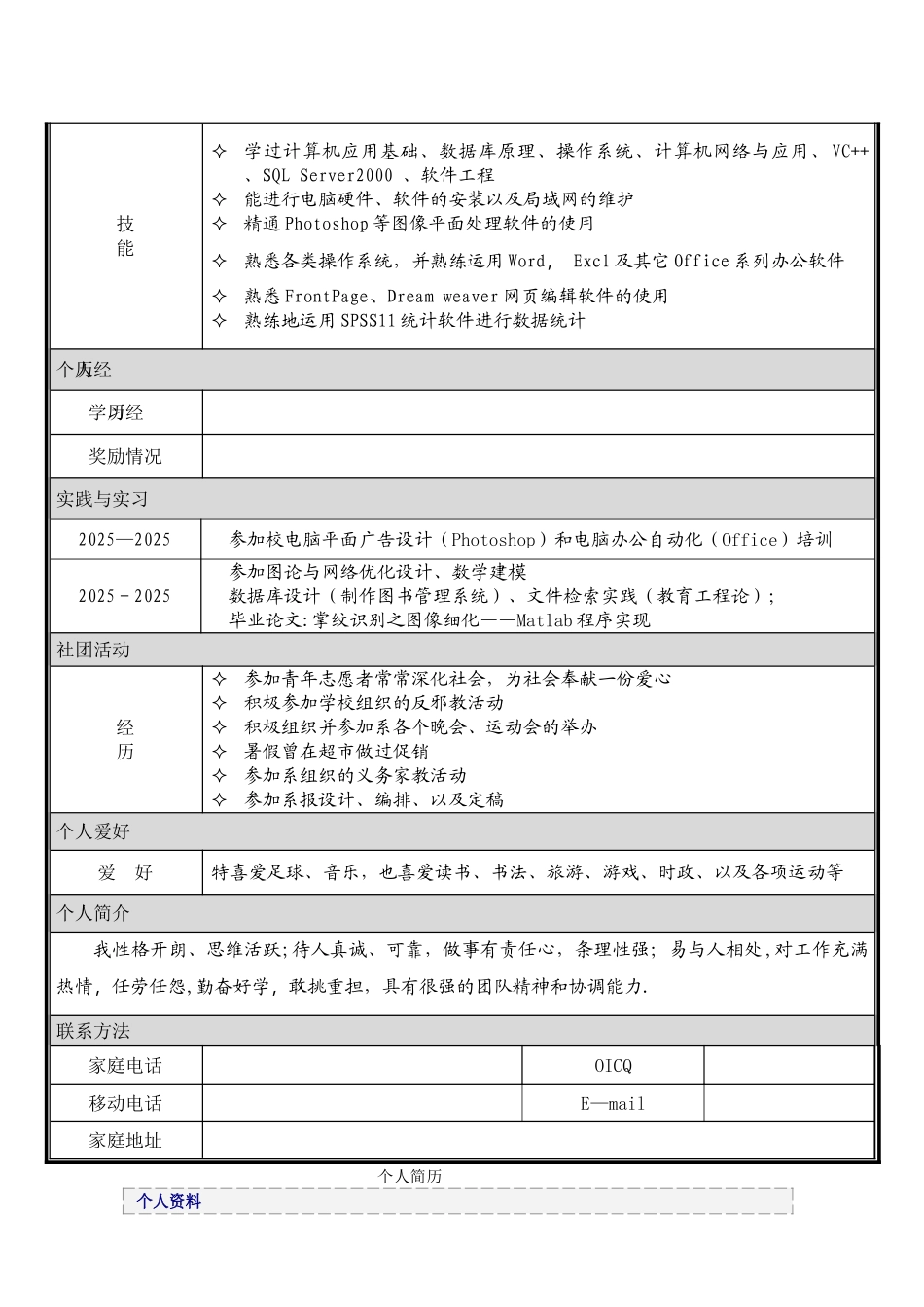 个人简历模板大全-可直接下载使用15018_第3页