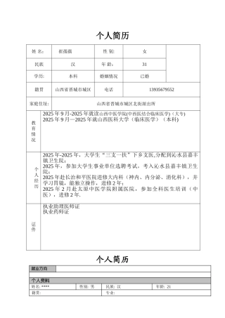 个人简历模板大全-可直接下载使用15018