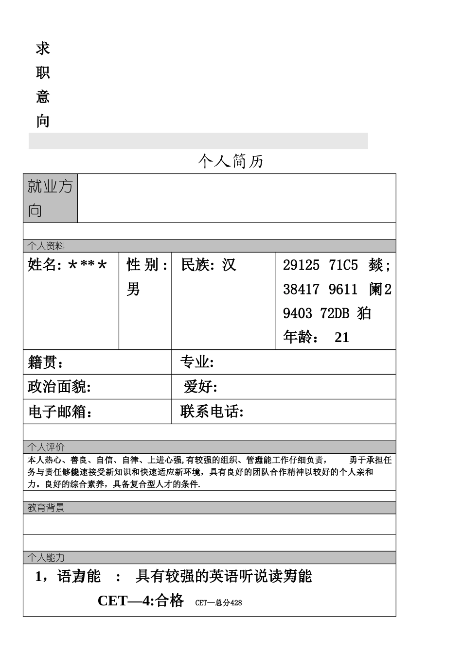 个人简历模板大全-实用_第2页