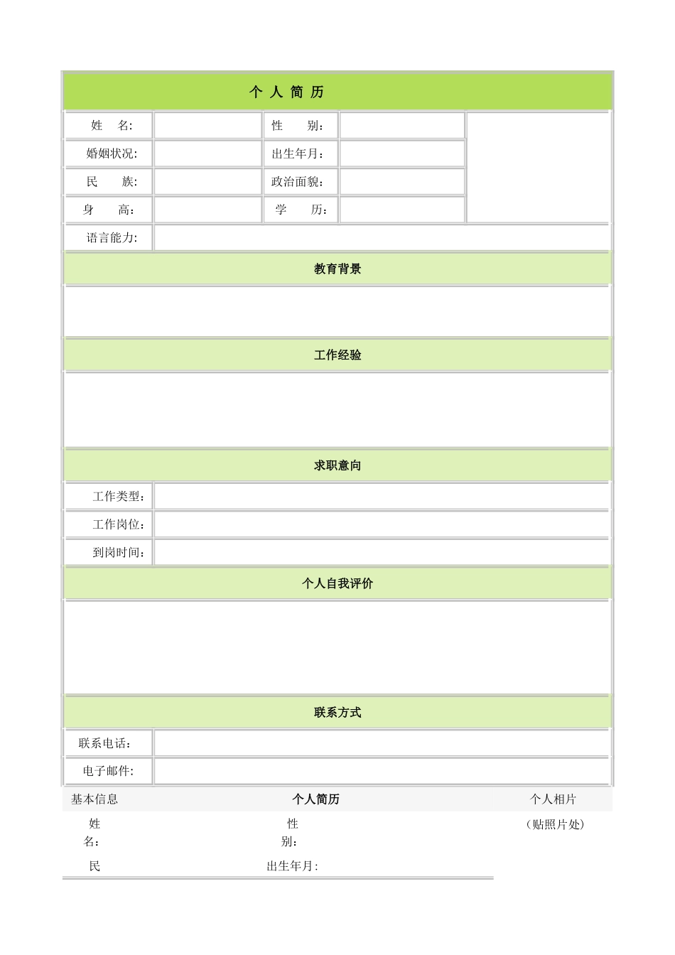 个人简历模板大全94985_第1页