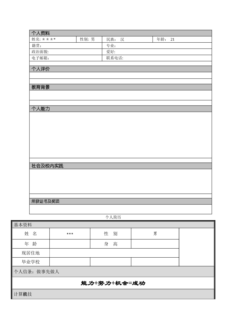 个人简历模板框架大全_第2页