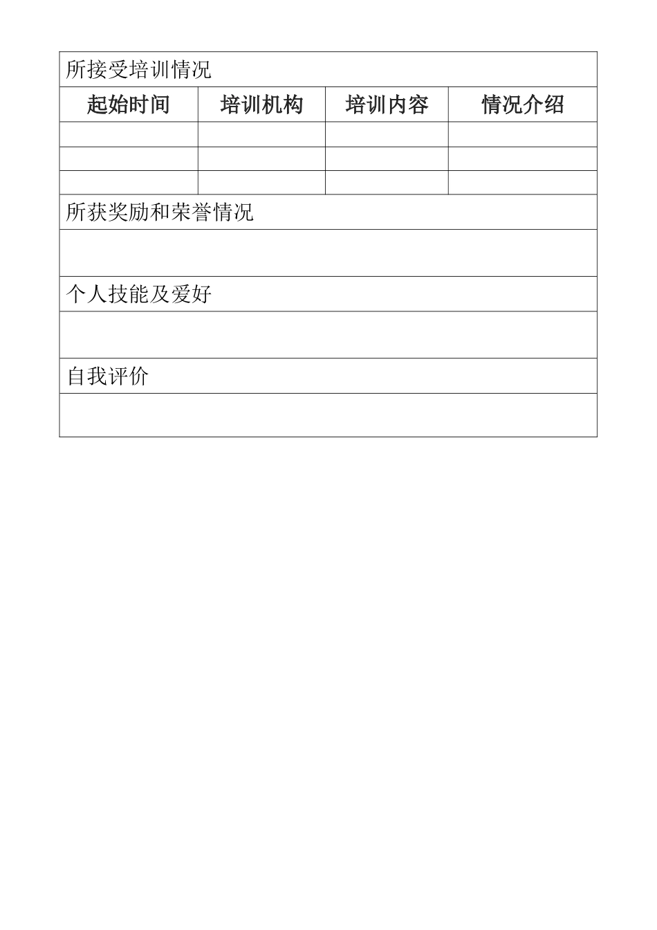 个人简历模板空白表格word下载_第2页