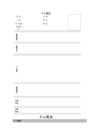 个人简历模板精选