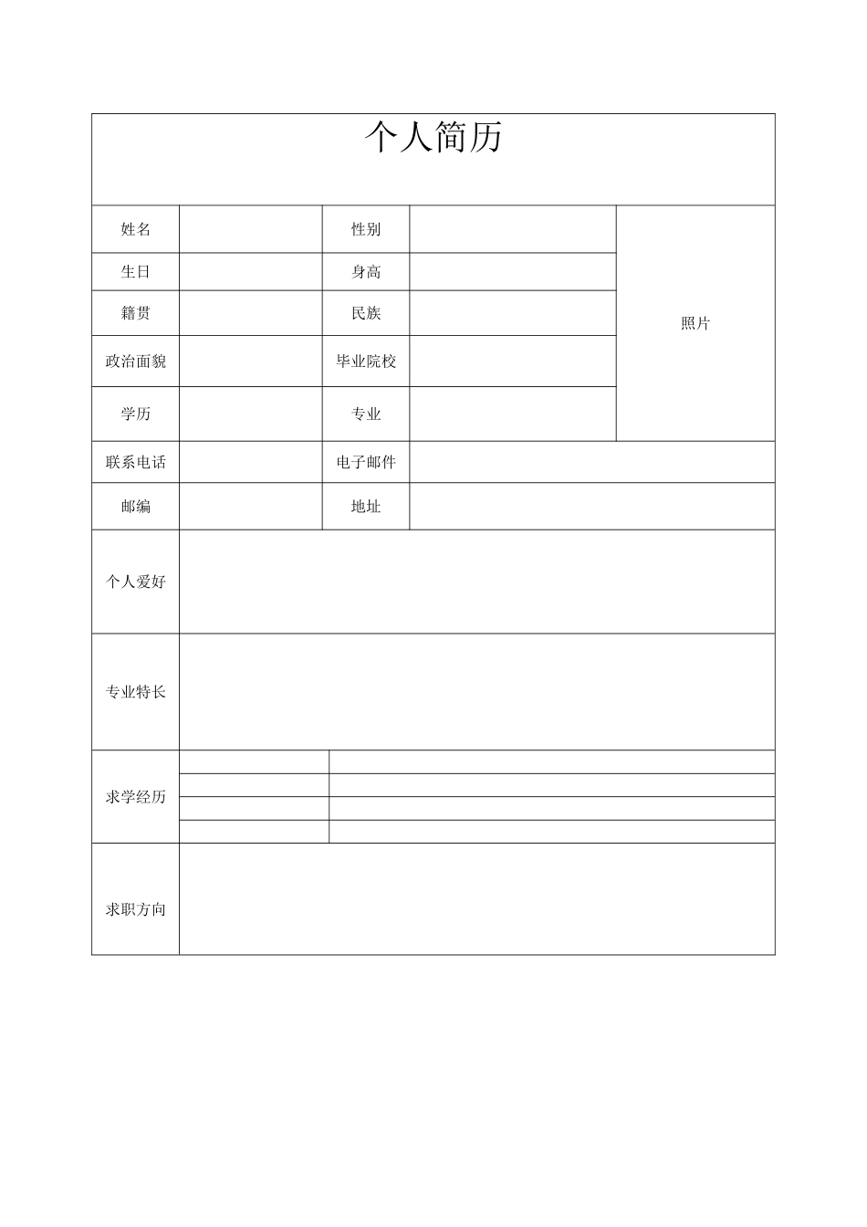 个人简历电子表格_第1页