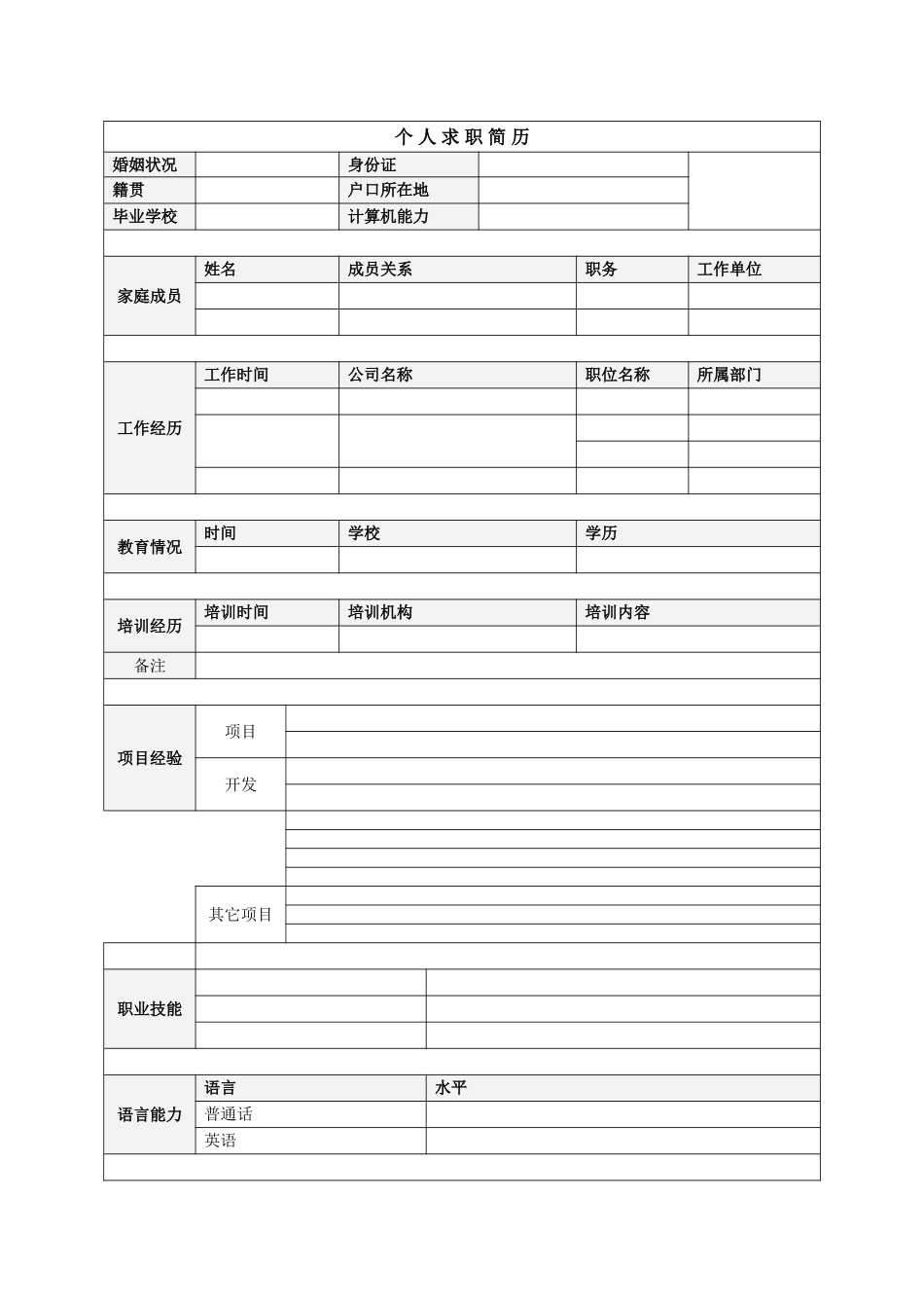 个人简历空白表格免费下载_第3页