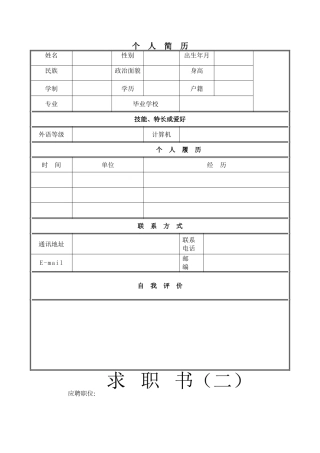 个人简历范文大全70294