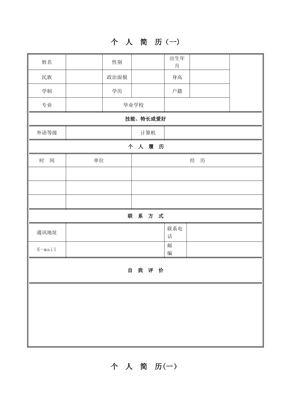个人简历范文模板集合_第2页