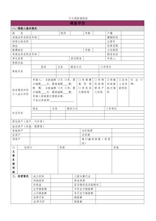 个人贷款调查表1