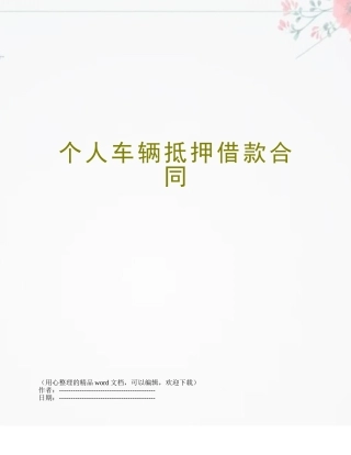 个人车辆抵押借款合同