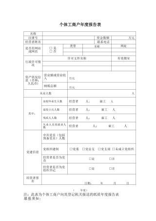 个体工商户年度报告表