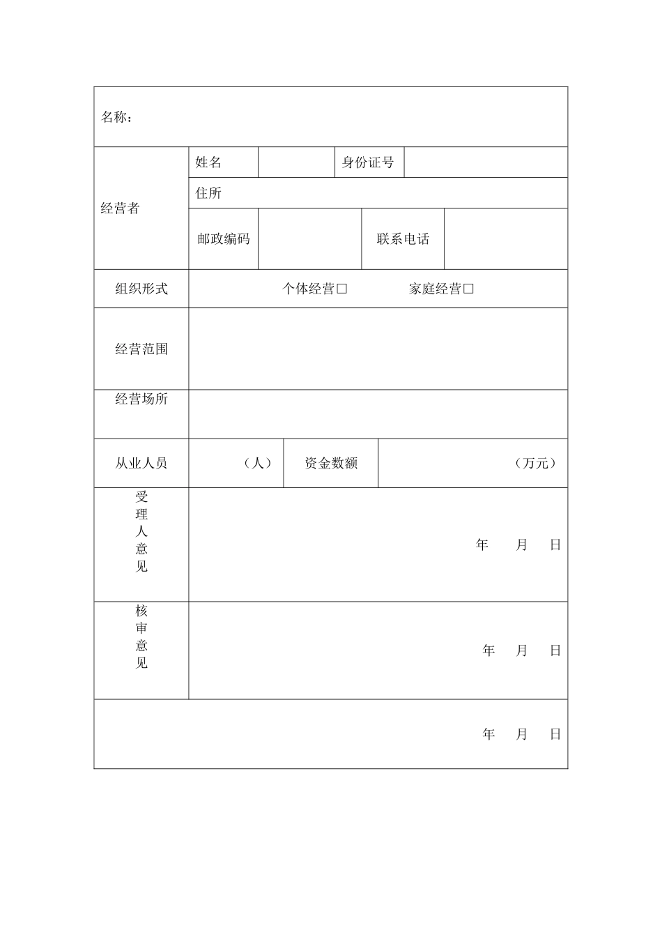 个体工商户开业登记申请书审核表_第2页