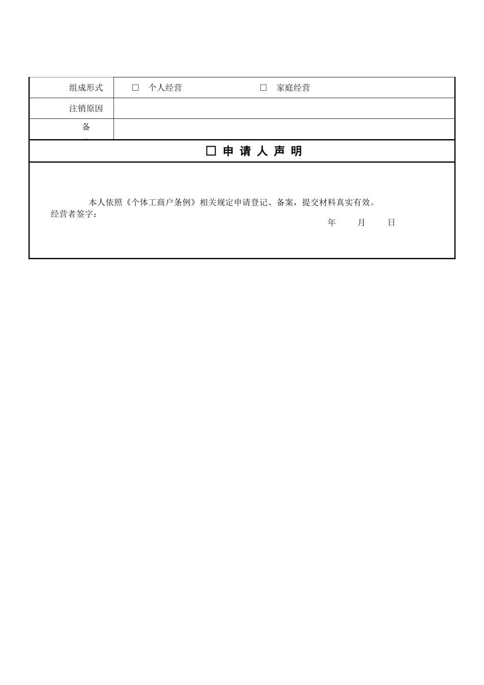 个体工商户申请表格65308_第3页