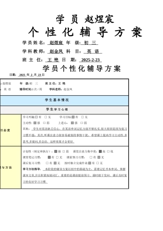 个性化辅导方案模板77207