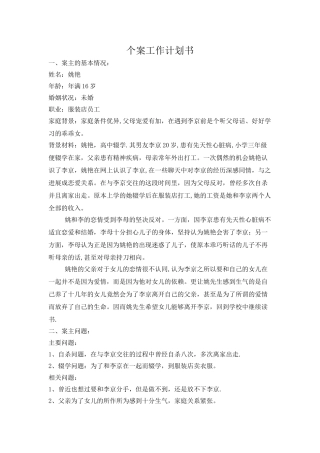 个案工作计划书