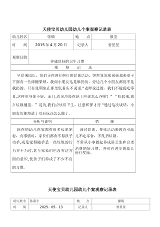 个案观察记录表24256