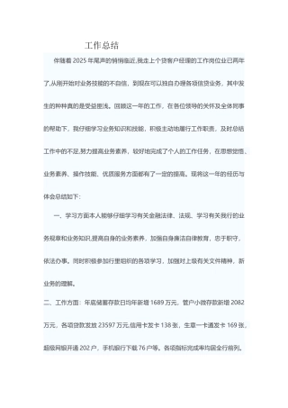 个贷客户经理工作总结