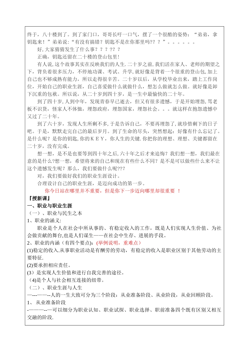 中专-职业生涯规划--全套教案_第2页