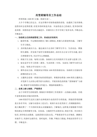 中专辅导员工作总结