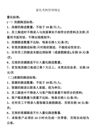 中介部量化考核管理规定