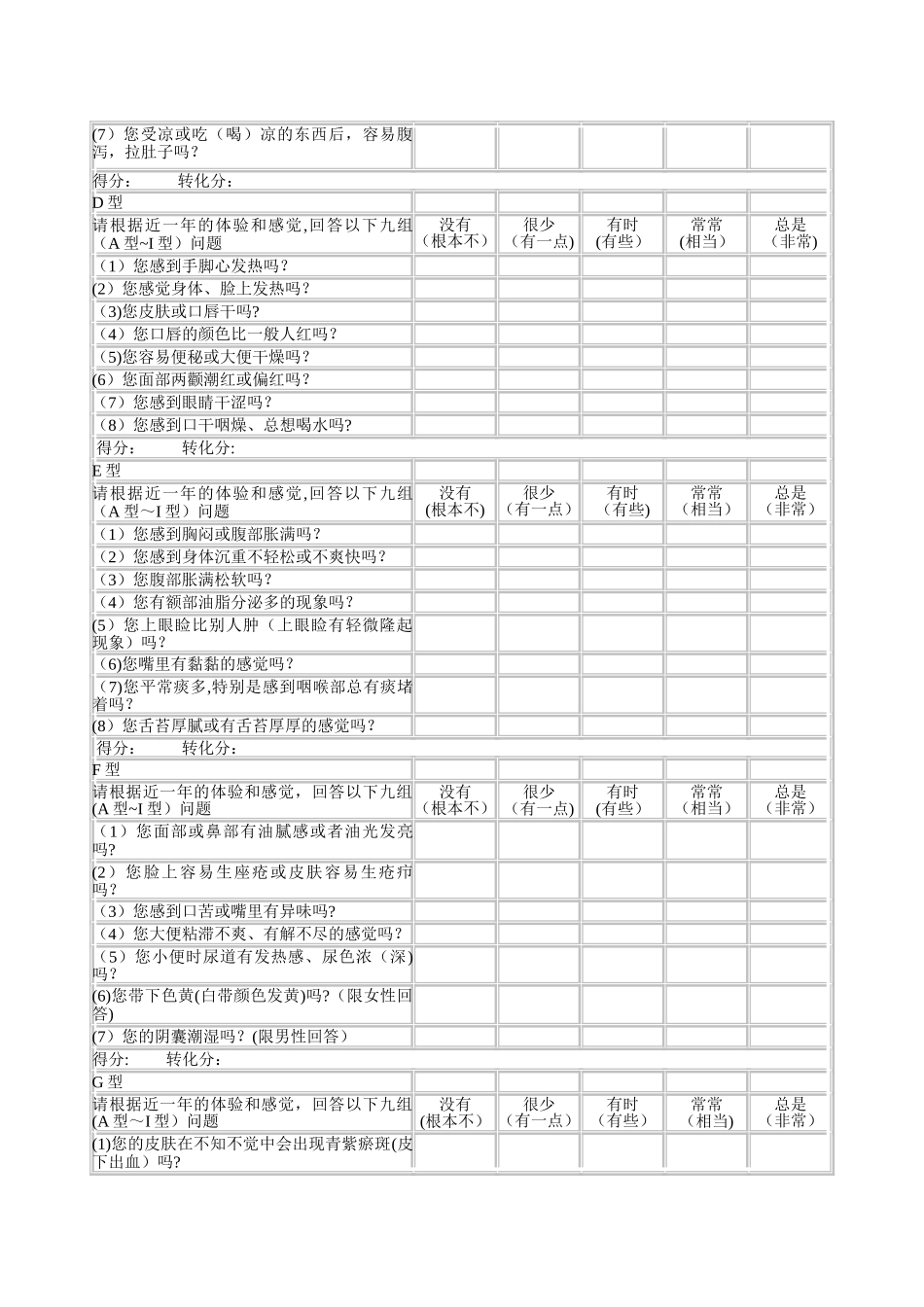 中医体质辨识量表电子版_第2页