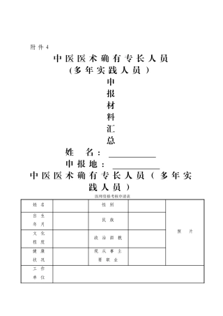 中医医术确有专长人员申报材料汇总