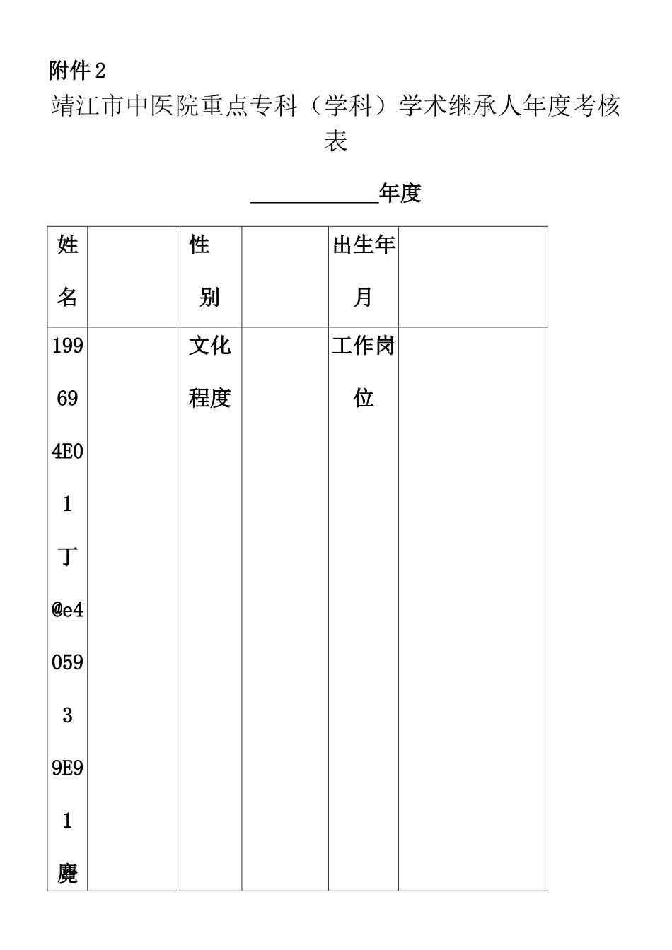 中医医院重点专科带头人及学术继承人年度考核表_第2页