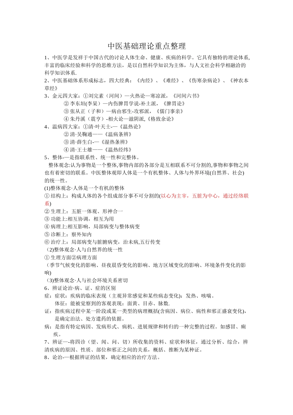 中医基础理论重点整理_第1页