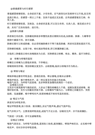 中医执业医师第一站鉴别诊断