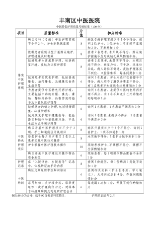 中医特色护理质量考核标准
