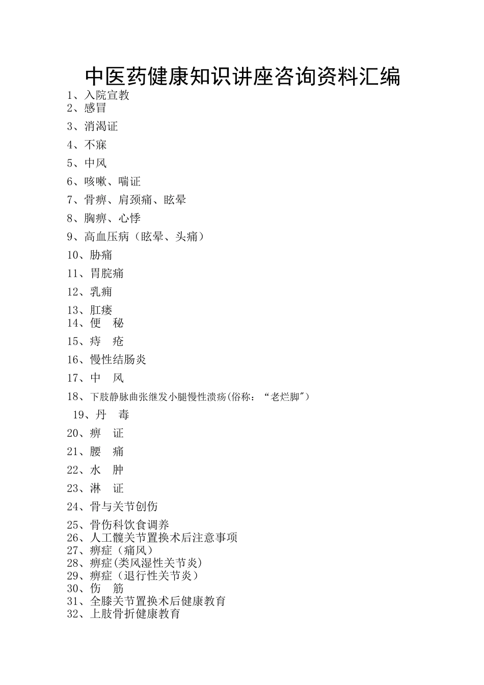 中医药健康知识讲座咨询资料汇编_第1页