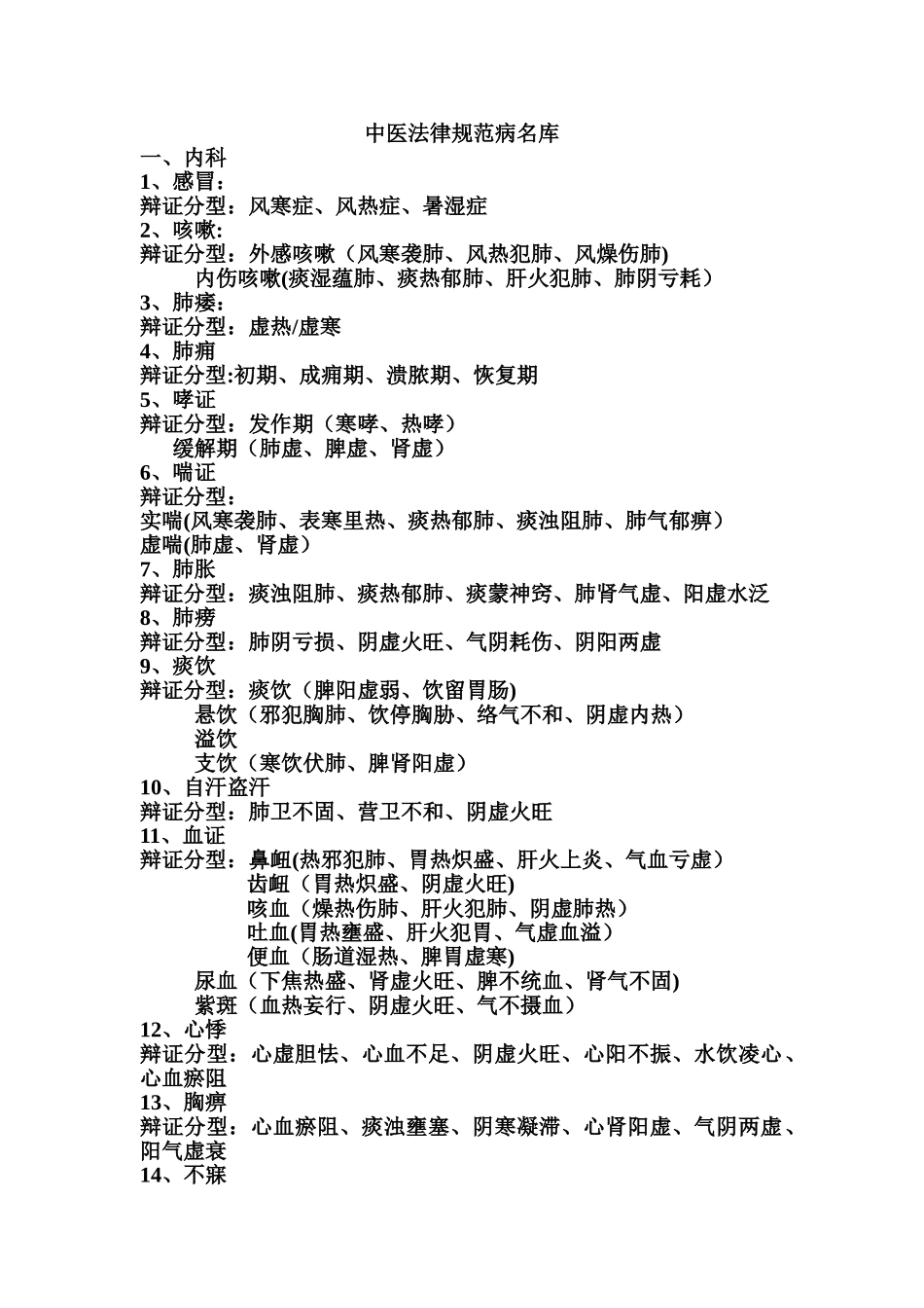 中医规范病名库_第1页