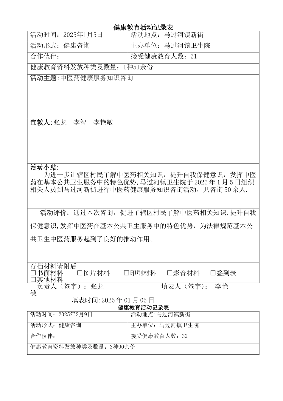 中医药咨询活动记录表_第1页