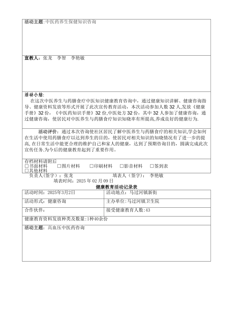 中医药咨询活动记录表_第2页