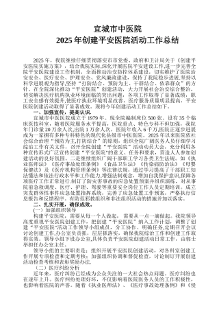 中医院2025创建平安医院工作总结