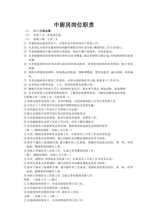 中厨房岗位职责描述