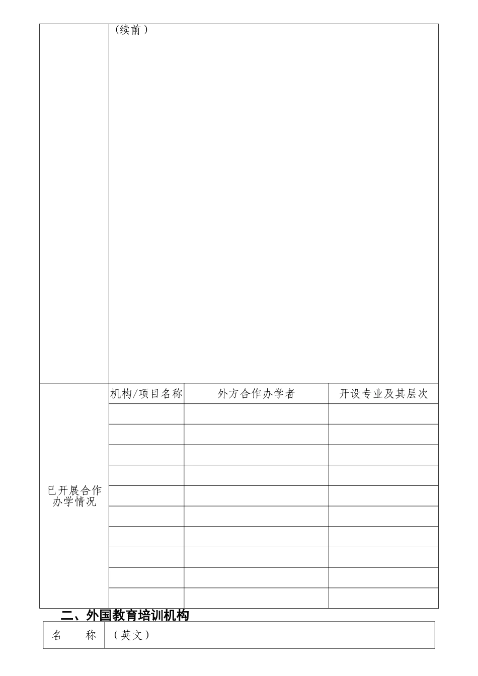 中外合作职业技能培训办学项目申请表_第3页