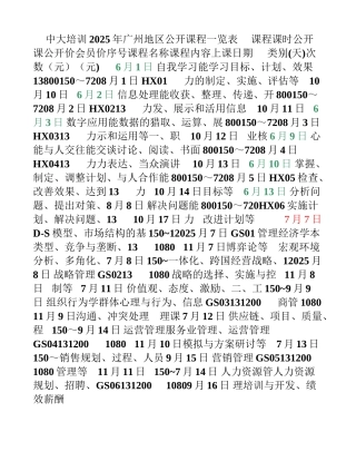 中大培训广州地区公开课程一览表