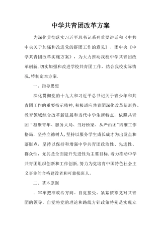 中学共青团改革方案