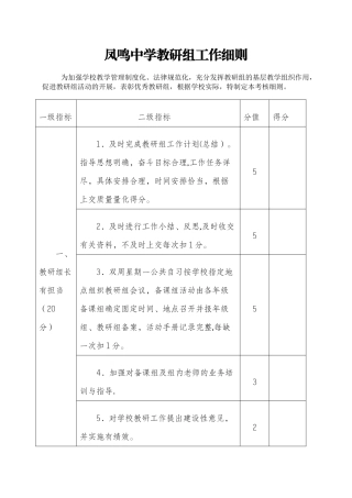 中学教研组工作考核细则
