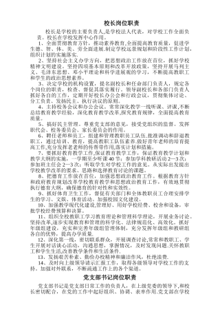 中学校长岗位职责