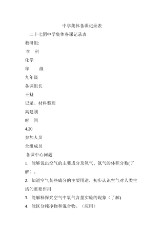 中学集体备课记录表