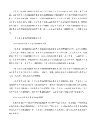 中小企业业务员流程式管理模式研究讲解