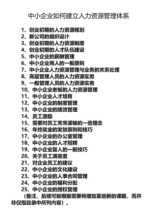 中小企业如何建立人力资源管理体系