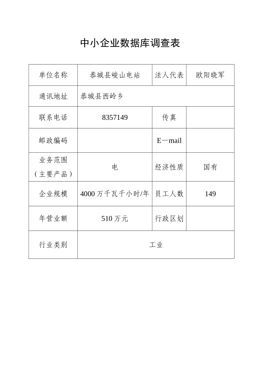 中小企业数据库调查表_第1页