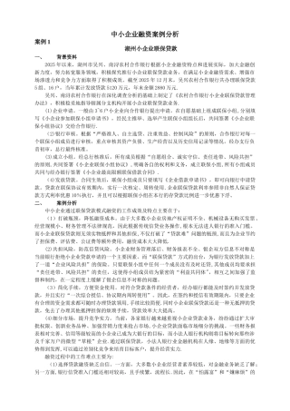 中小企业融资案例分析