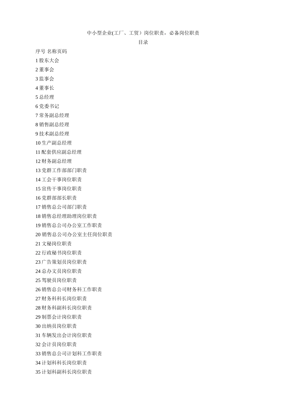 中小型企业岗位职责-必备_第1页