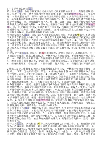 中小学学校各岗位职责