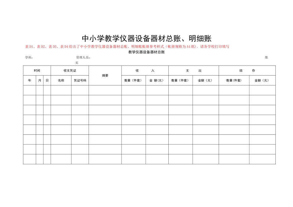 中小学教学仪器设备器材账册样表_第1页