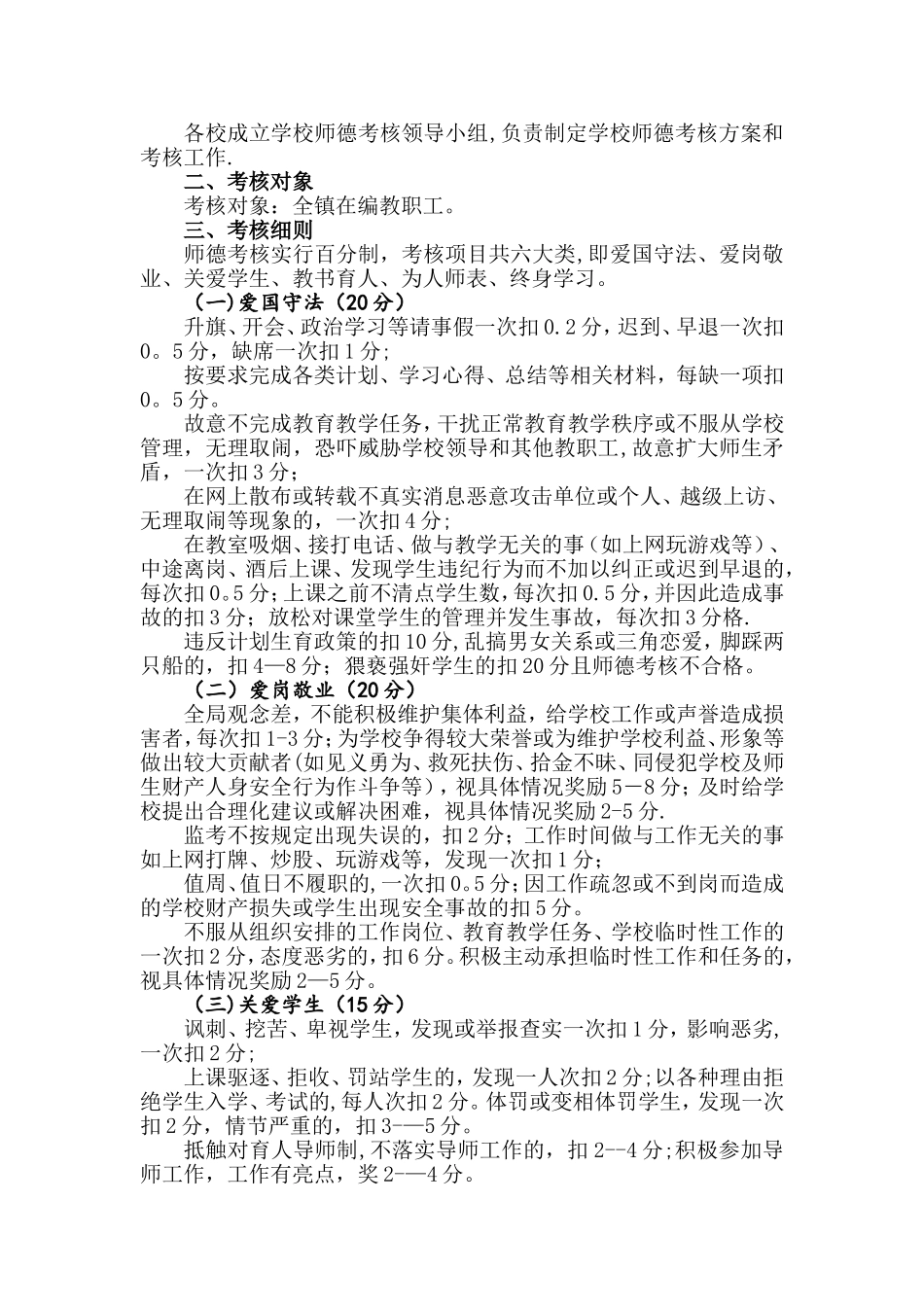 中小学教师师德师风考核方案_第2页