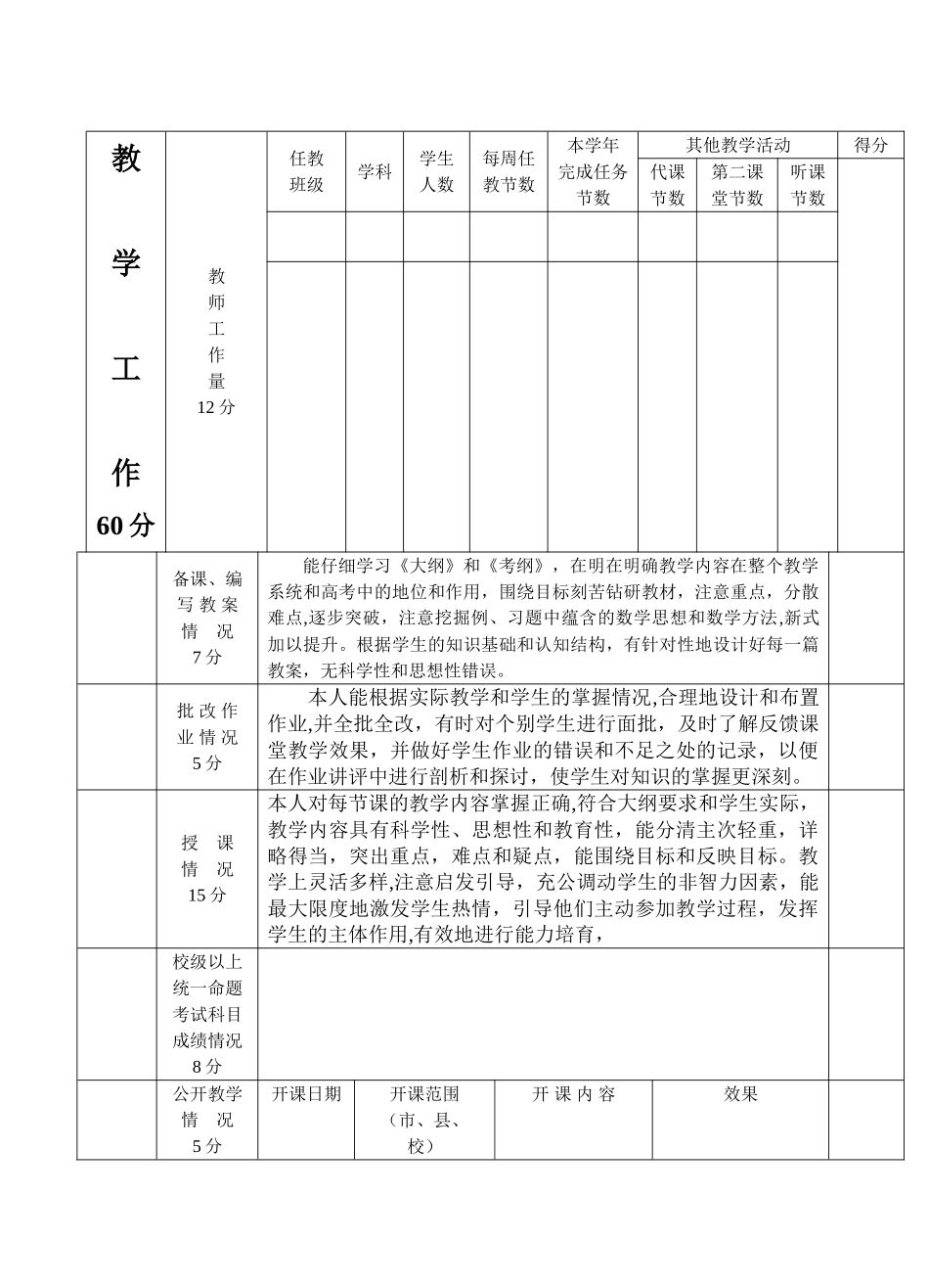 中小学教师职务考评登记表86621_第2页